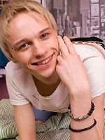 Blond gay boy Kenny self-fingering his tight ass