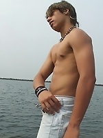 Awesome horny twink near big ocean naked washing